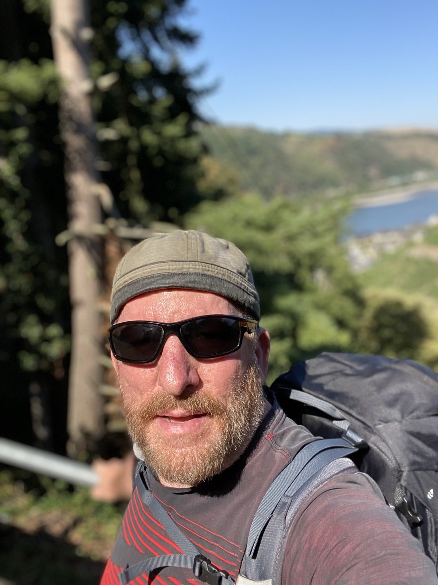 Mike taking a selfie on a hillside above the Rhine