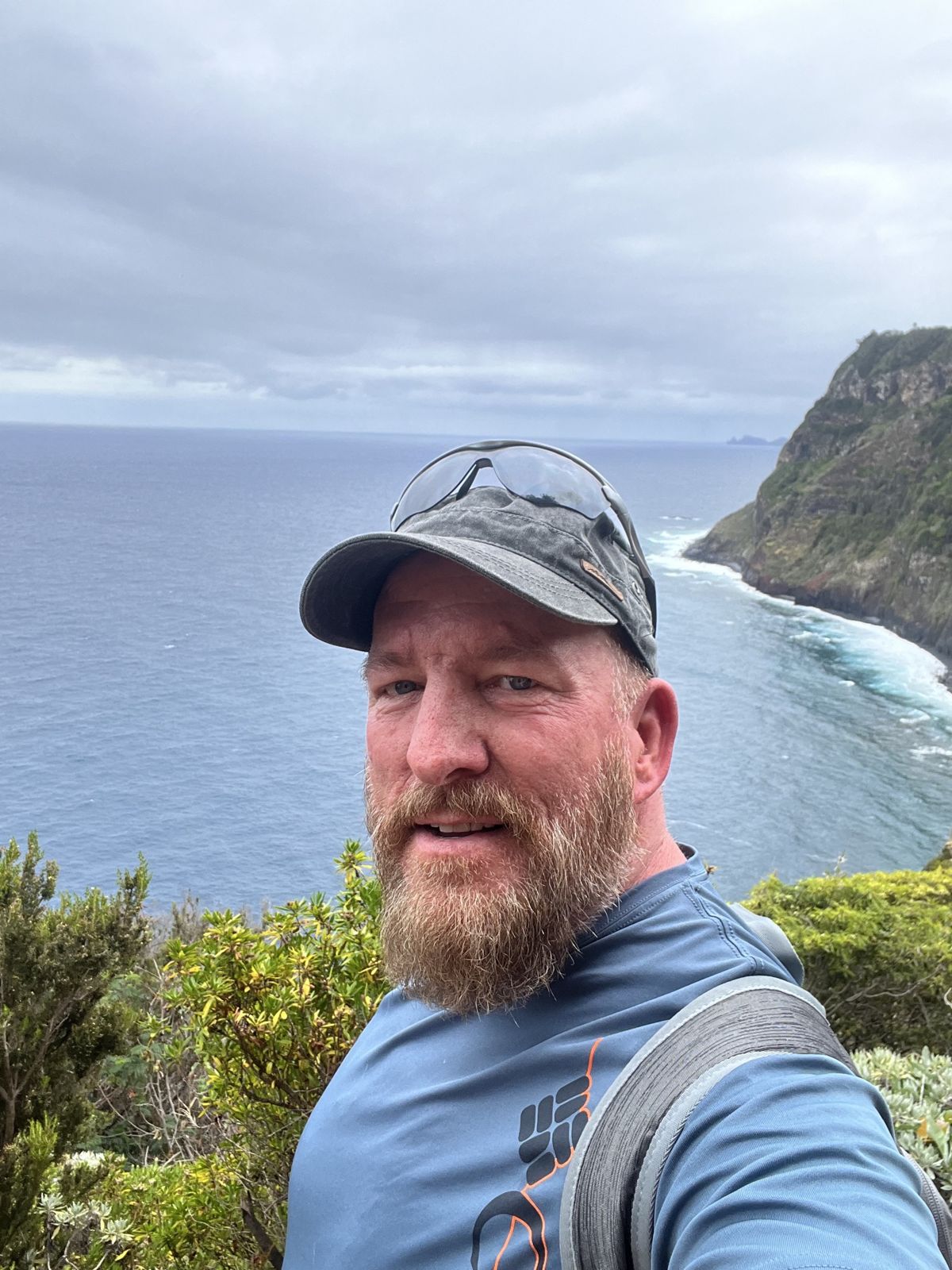 Mike taking a selfie above a wild stretch of Madeira's coast