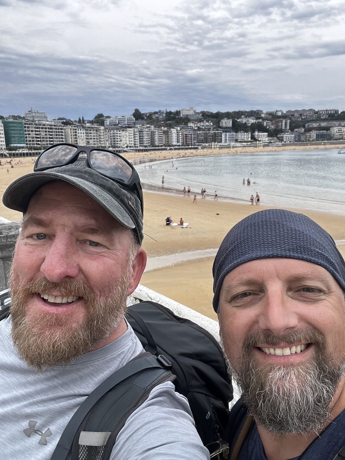 Mike and Nicki selfie above La Concha beach and bay